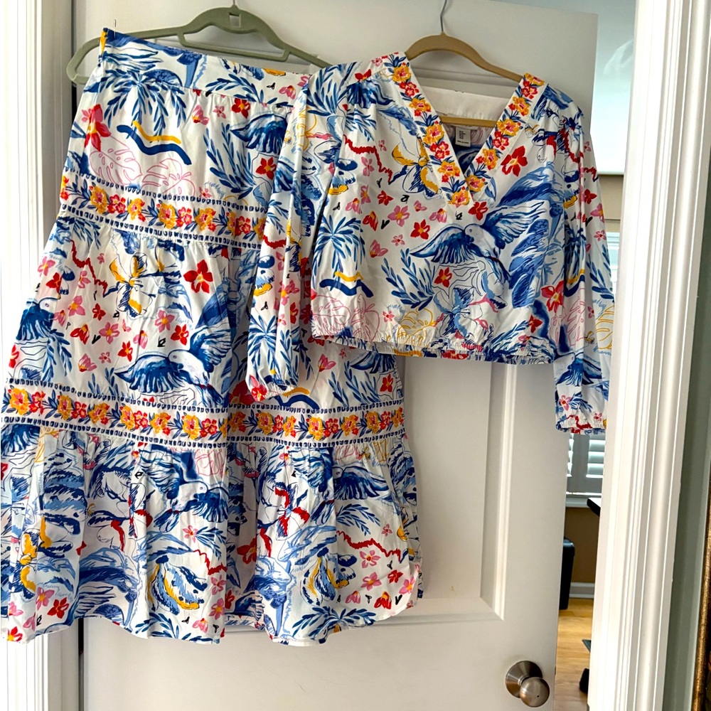 Rachel Zoe Colorful Floral Two-Piece Set. Tropical & Adorable. New without tags